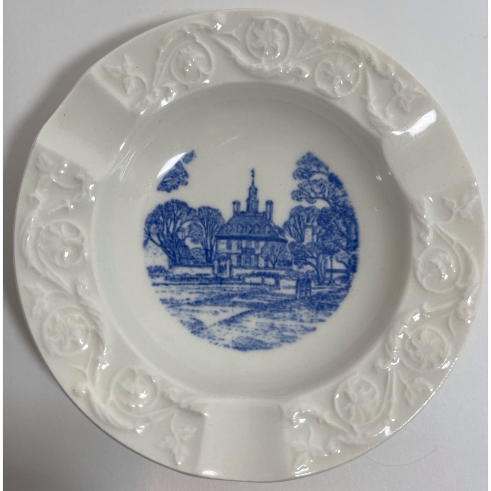 Vintage 1950s Wedgwood English Ashtray Porcelain Blue and White Rare Find